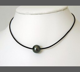 Collier Cuir - Montage sur Cuir Noir et Fermoir Argent