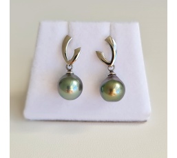 Elena - Boucles d'Oreilles Argent Rhodié et Véritables Perles de Tahiti