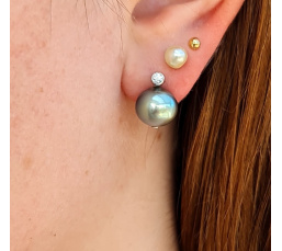 Maiao - Boucles d'Oreilles Argent Rhodié et Perles de Tahiti