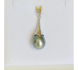 Mahana - pendentif argent rhodié et perle de culture de Tahiti