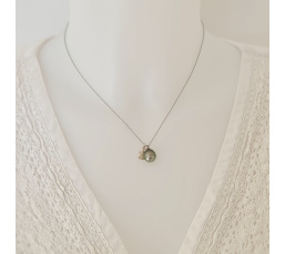 Tortue & Co - collier argent rhodié, tortue argent et perle de Tahiti