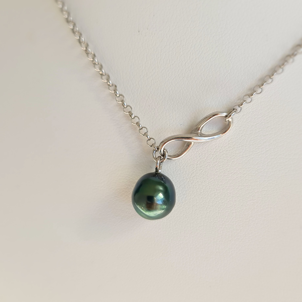 Infini - Collier Argent rhodié et Perle de Tahiti