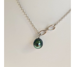 Infini - Collier Argent rhodié et Perle de Tahiti