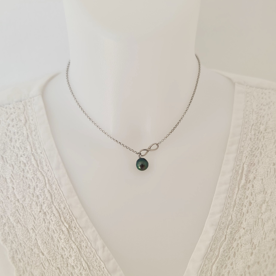 Infini - Collier Argent rhodié et Perle de Tahiti