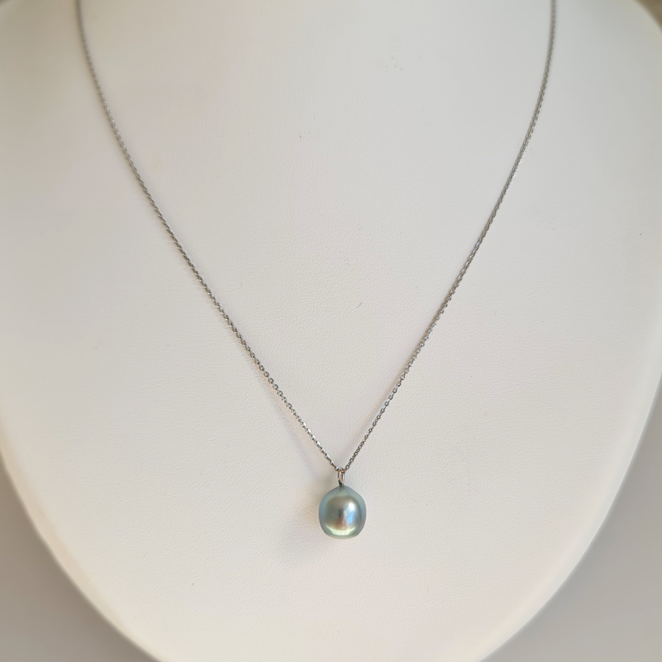 Tahiti - Collier Argent rhodié et Perle de Tahiti