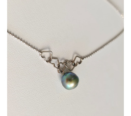 Ô Mon Coeur - Chaine Cheville Argent rhodié et véritable Perle de Tahiti