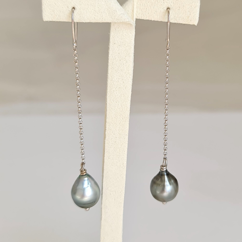 Mana - Boucles d'Oreilles Argent Massif et Perles de Tahiti