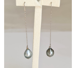 Mana - Boucles d'Oreilles Argent Massif et Perles de Tahiti