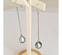 Mana - Boucles d'Oreilles Argent Massif et Perles de Tahiti