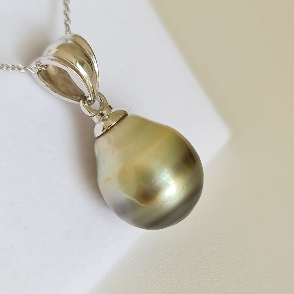 Very Very Big Pearl - Pendentif Argent Rhodié et Véritable Perle de Tahiti