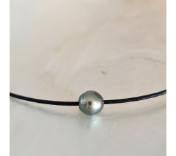 Wailele - Collier Cuir, Argent et Véritable Perle de Tahiti