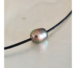 Wailele - Collier Cuir, Argent et Véritable Perle de Tahiti