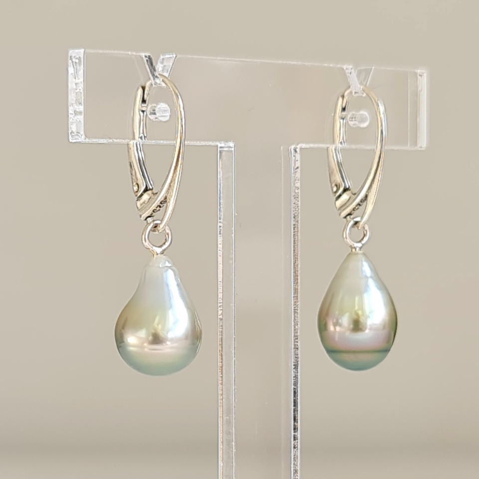 Mahana - Boucles d'oreilles Argent massif et Perles de Tahiti