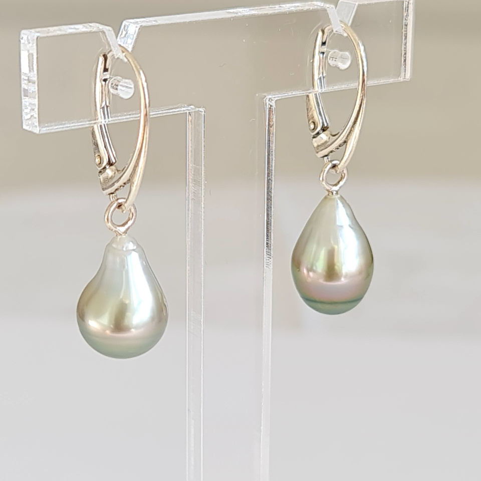 Mahana - Boucles d'oreilles Argent massif et Perles de Tahiti