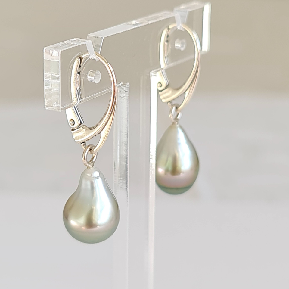 Mahana - Boucles d'oreilles Argent massif et Perles de Tahiti