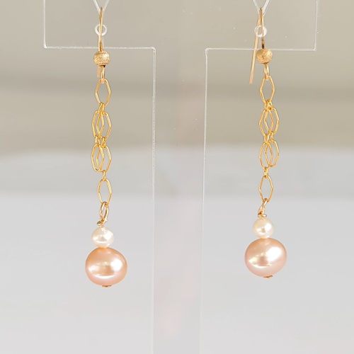 Douceurs du Jour - Boucles d'Oreilles Or Laminé 14 carats et Perles d'Eau Douce