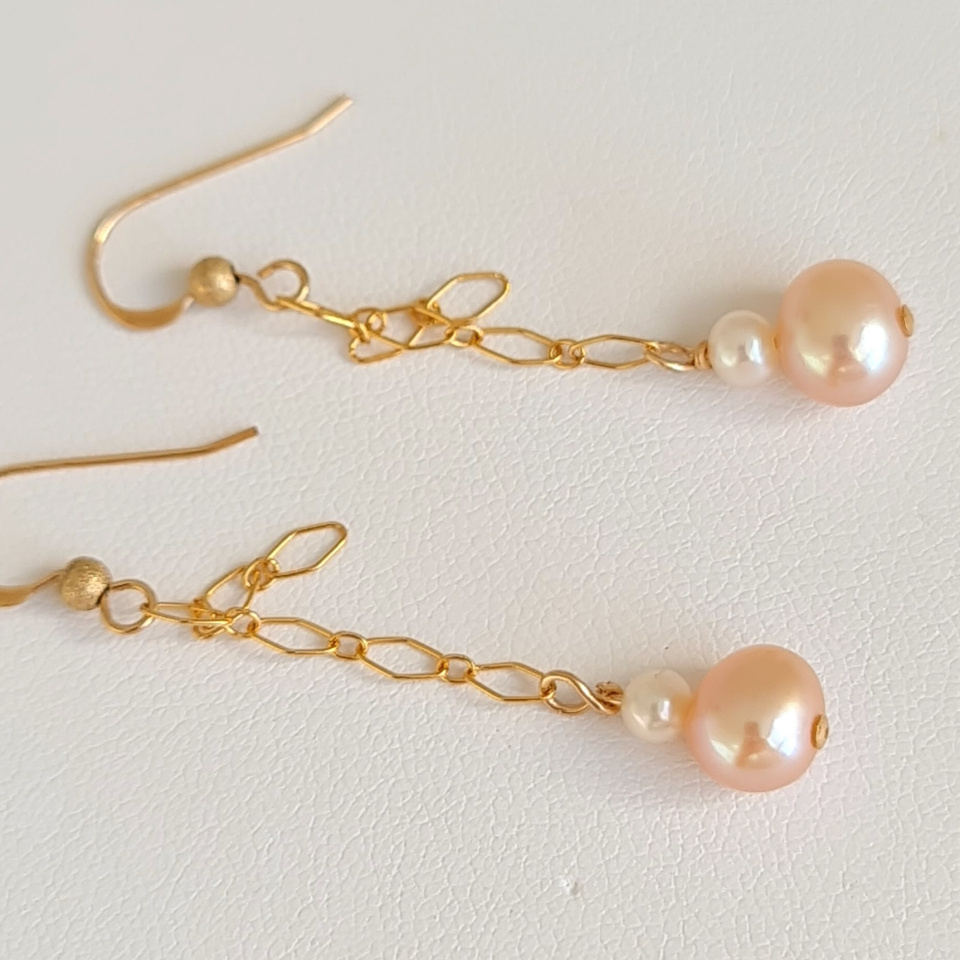 Douceurs du Jour - Boucles d'Oreilles Or Laminé 14 carats et Perles d'Eau Douce