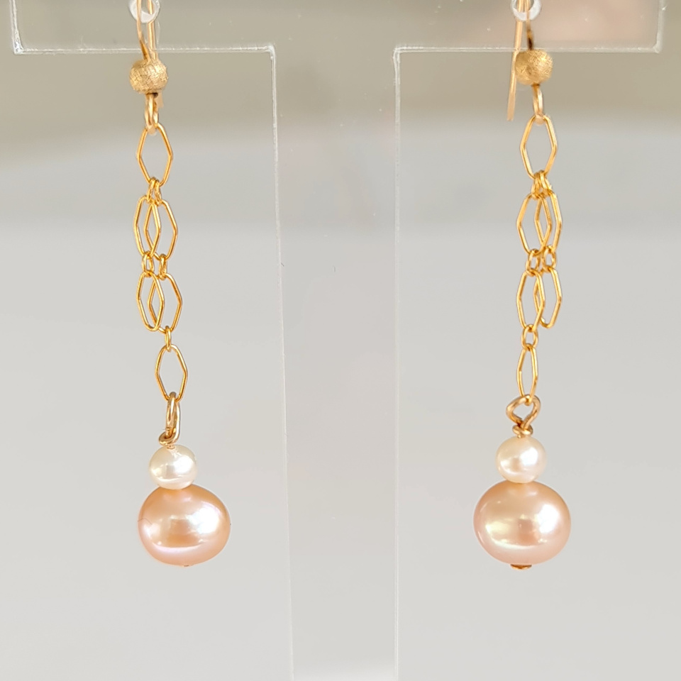 Douceurs du Jour - Boucles d'Oreilles Or Laminé 14 carats et Perles d'Eau Douce