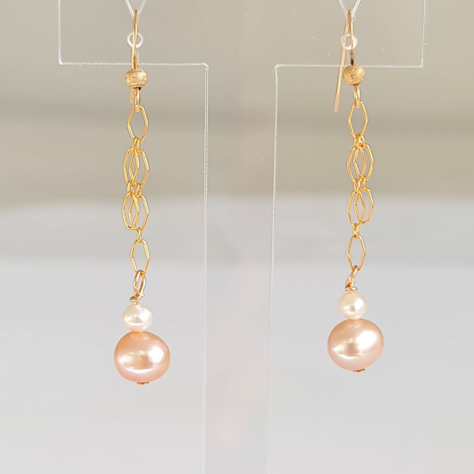 Douceurs du Jour - Boucles d'Oreilles Or Laminé 14 carats et Perles d'Eau Douce