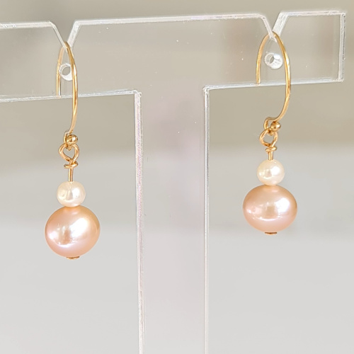 Douceurs du Jour - Boucles d'Oreilles Or Laminé 14 carats et Perles d'Eau Douce