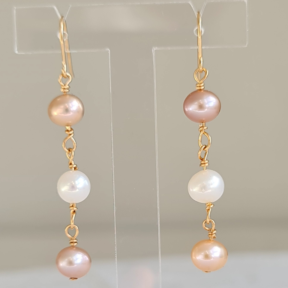 Douceurs du Jour - Boucles d'Oreilles Or Laminé 14 carats et Perles d'Eau Douce