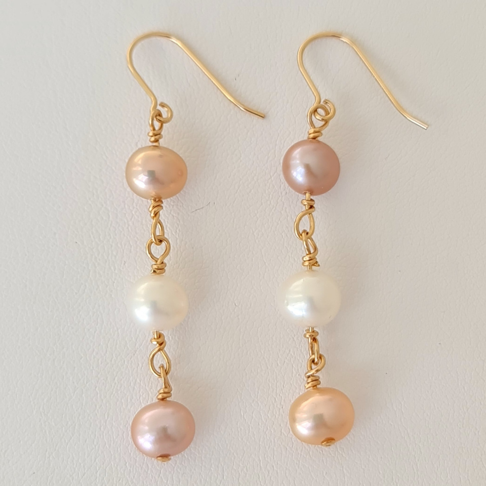 Douceurs du Jour - Boucles d'Oreilles Or Laminé 14 carats et Perles d'Eau Douce