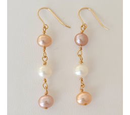 Douceurs du Jour - Boucles d'Oreilles Or Laminé 14 carats et Perles d'Eau Douce