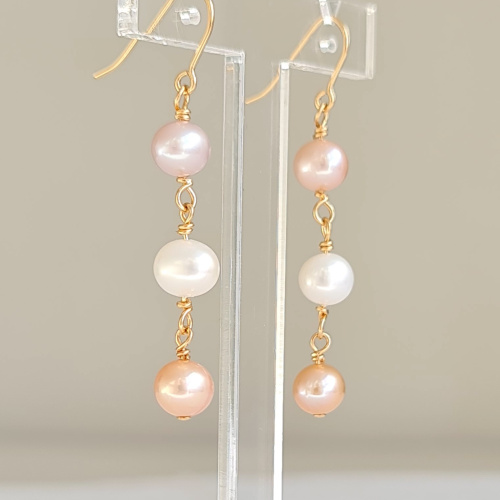 Douceurs du Jour - Boucles d'Oreilles Or Laminé 14 carats et Perles d'Eau Douce