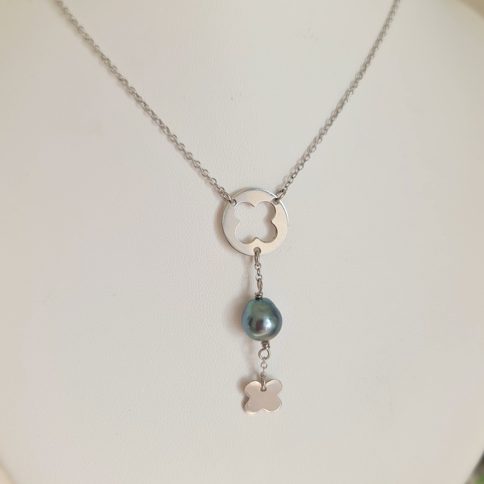 Chance - Collier Argent rhodié et Perle de Tahiti