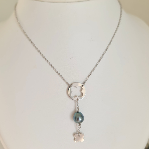 Chance - Collier Argent rhodié et Perle de Tahiti