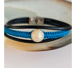 Temaruata - Bracelet Cuir et Véritable Perle de Tahiti Gravée