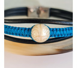 Temaruata - Bracelet Cuir et Véritable Perle de Tahiti Gravée