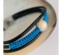 Temaruata - Bracelet Cuir et Véritable Perle de Tahiti Gravée