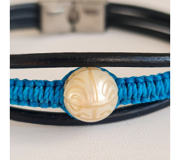 Temaruata - Bracelet Cuir et Véritable Perle de Tahiti Gravée