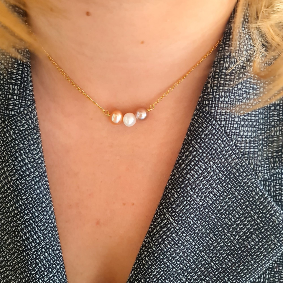 Douceur du Jour - Collier Or Laminé 14K et Perles d'Eau Douce