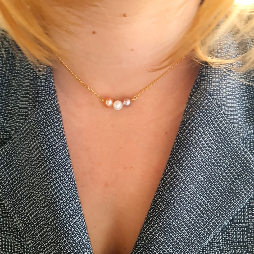 Douceur du Jour - Collier Or Laminé 14K et Perles d'Eau Douce