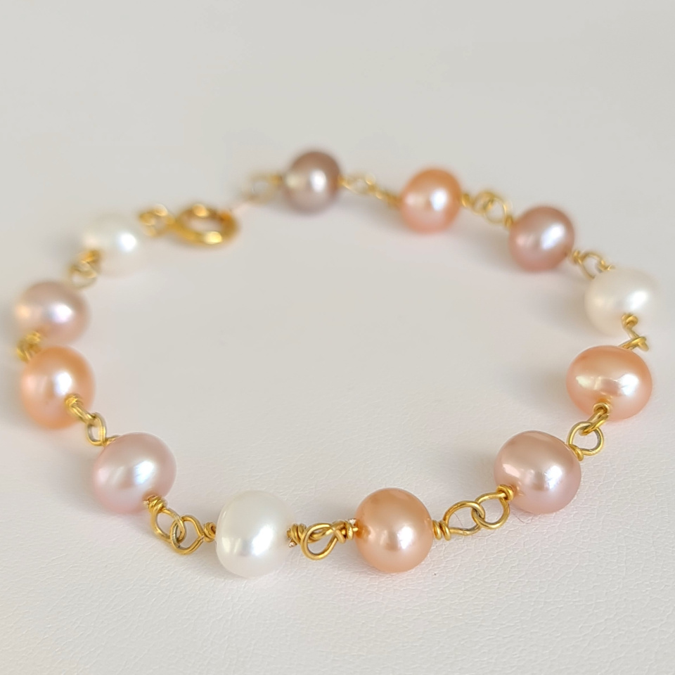 Douceur du Jour - Bracelet Or Laminé 14K et Perles d'Eau Douce