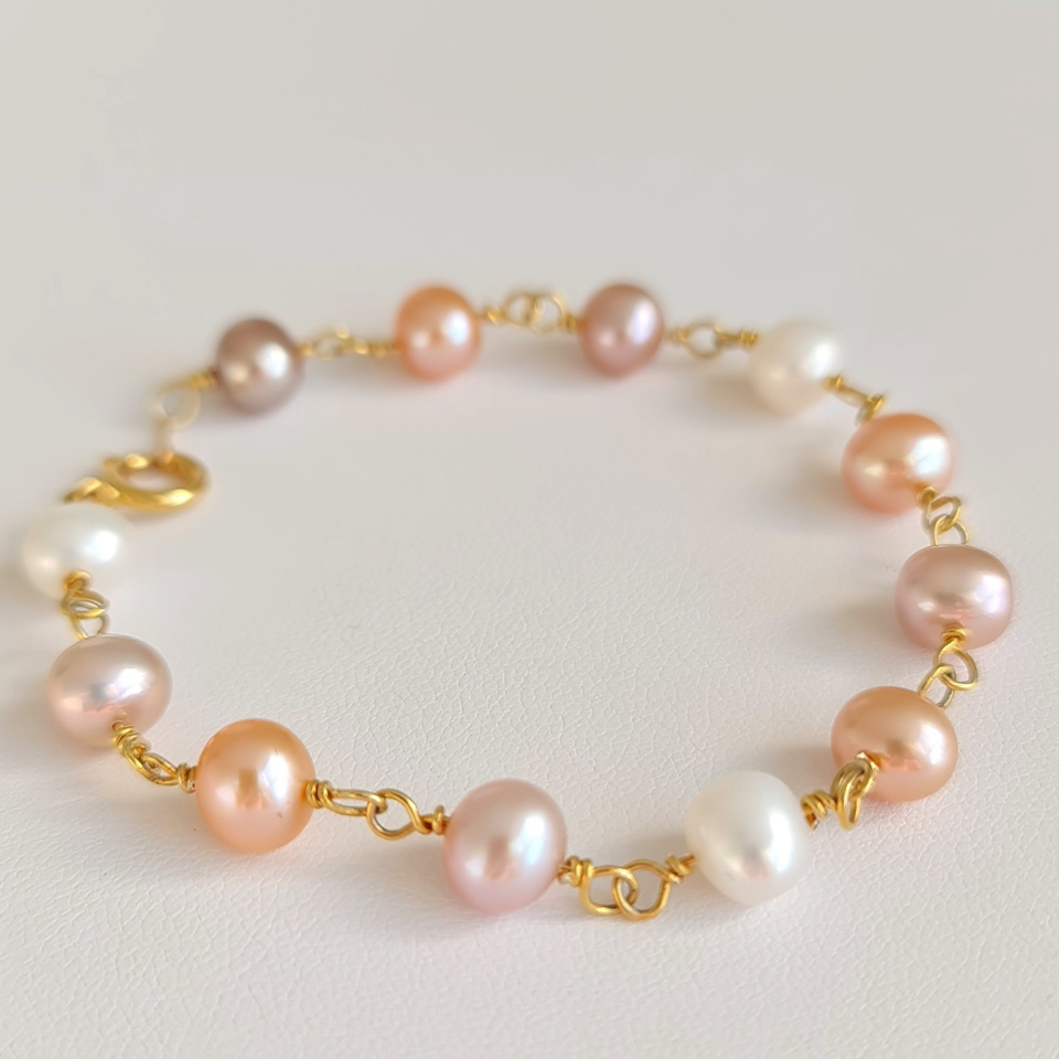 Douceur du Jour - Bracelet Or Laminé 14K et Perles d'Eau Douce