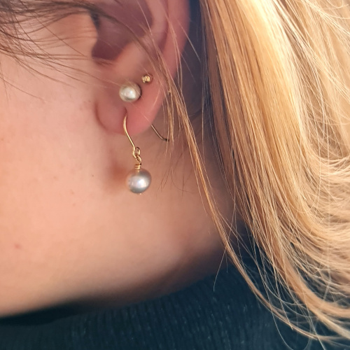 Douceurs du Jour - Boucles d'Oreilles Or Laminé 14 carats et Perles d'Eau Douce