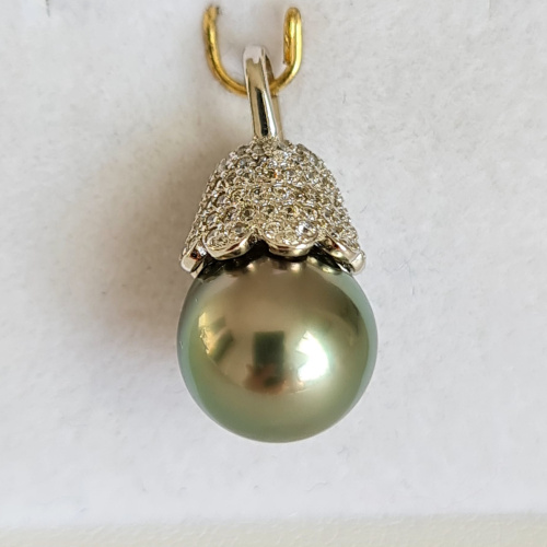 Anabella - Pendentif Argent Rhodié et Véritable Perle de Tahiti