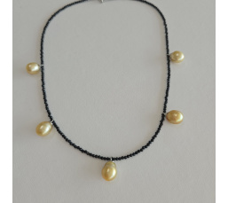 Gold and Black - Collier Spinelle, Perles des Mers du Sud et Argent