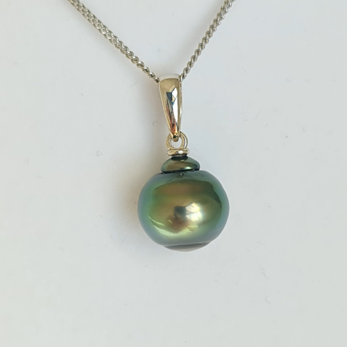 Belle de jour- Pendentif Argent Rhodié et Véritable Perle de Tahiti