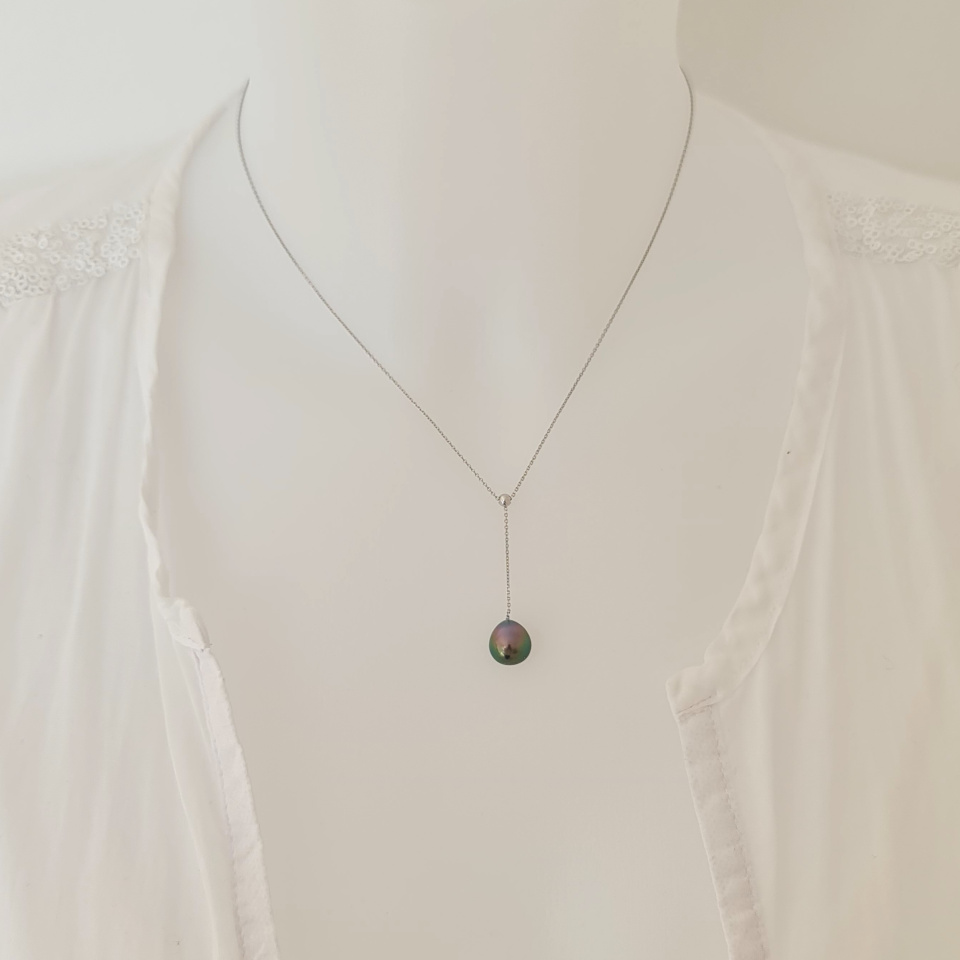 Sublimissime - Collier en Or Blanc et Véritable Perle de Tahiti