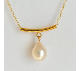 Goutte d'Ô - Collier or laminé 14 carats et Véritable Perle d'Eau Douce