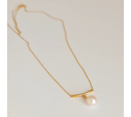 Goutte d'Ô - Collier or laminé 14 carats et Véritable Perle d'Eau Douce