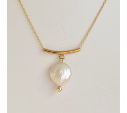 Soleil d'Eté - Collier or laminé 14 carats et Véritable Perle d'Eau Douce