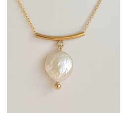 Soleil d'Eté - Collier or laminé 14 carats et Véritable Perle d'Eau Douce