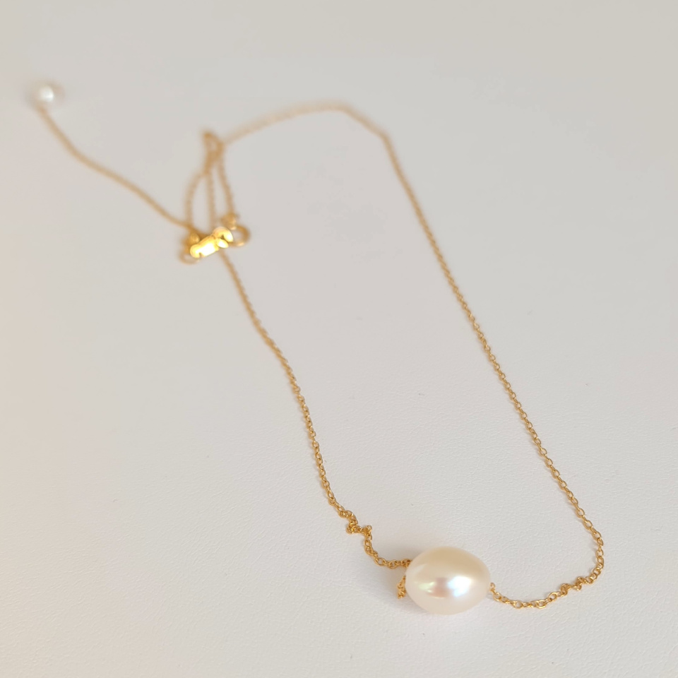 Beauté d'Ô - Collier Or Laminé 14 carats et Véritable Perle d'Eau Douce