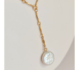 Soleil d’Été - Collier or laminé 14 carats et Véritable Perle d'Eau Douce