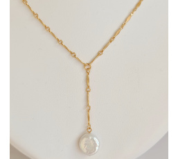 Soleil d’Été - Collier or laminé 14 carats et Véritable Perle d'Eau Douce